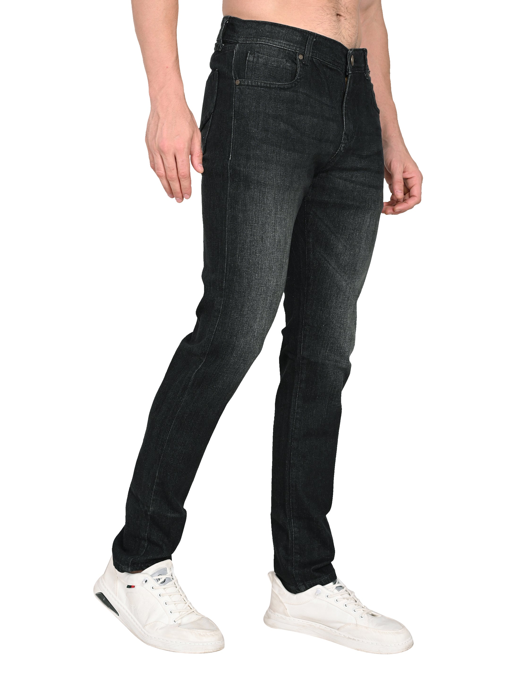 Slim Fit Black Jeans – 3×1 Cotton Stretch | Lightly Shaded