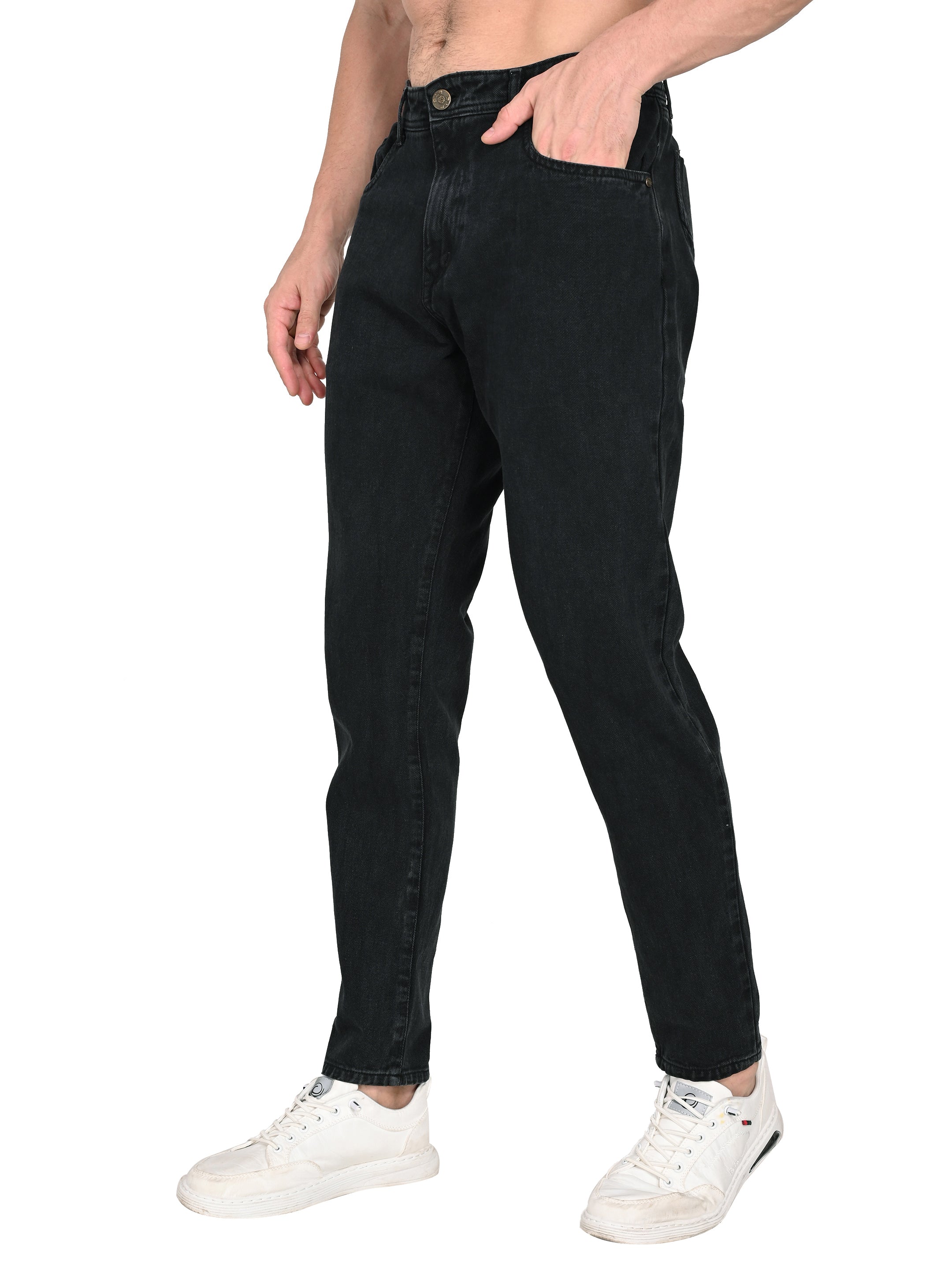 Tapered Fit Black Jeans