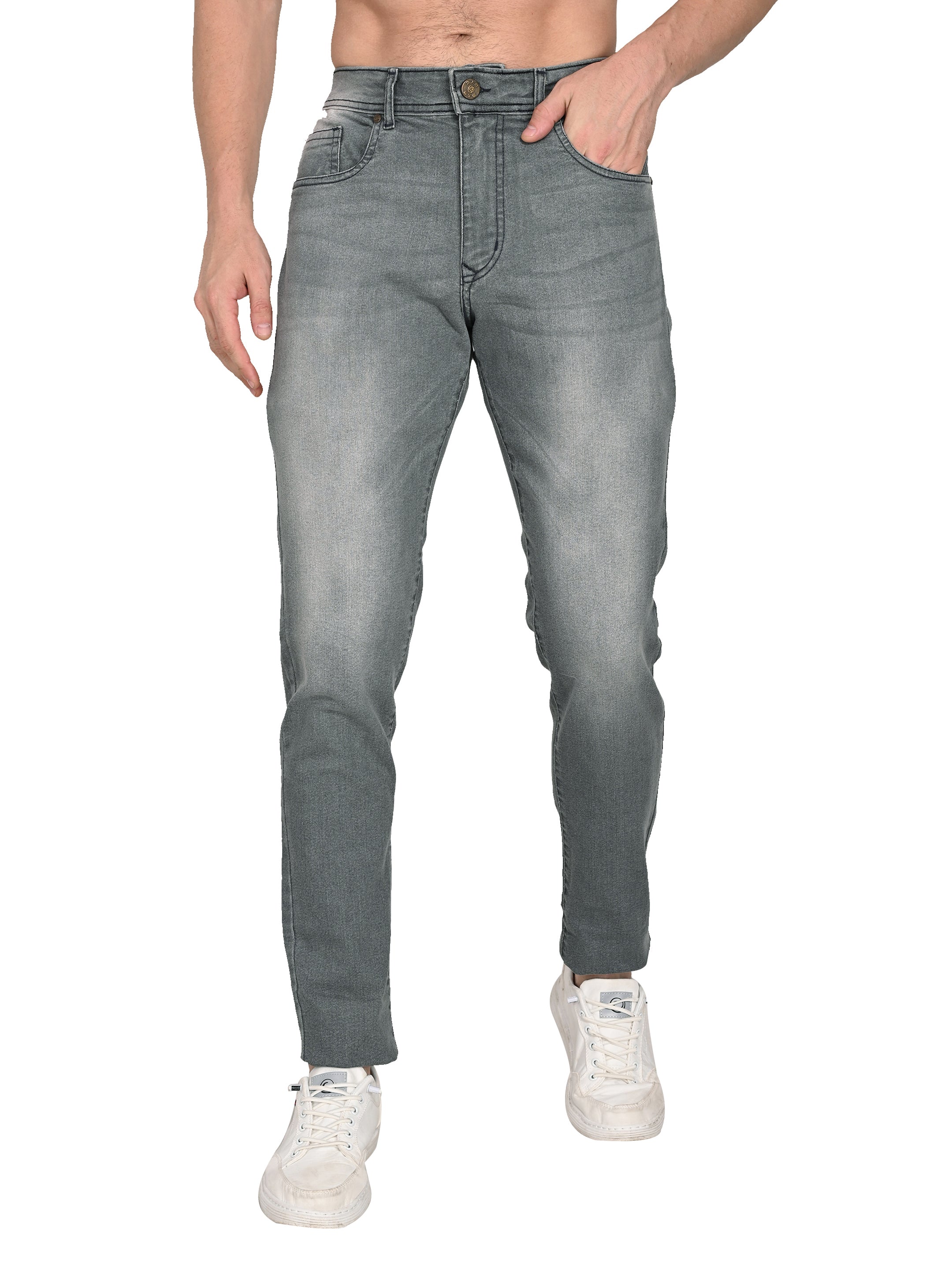 Slim Fit Grey Jeans – 3×1 Cotton Stretch | medium Shaded