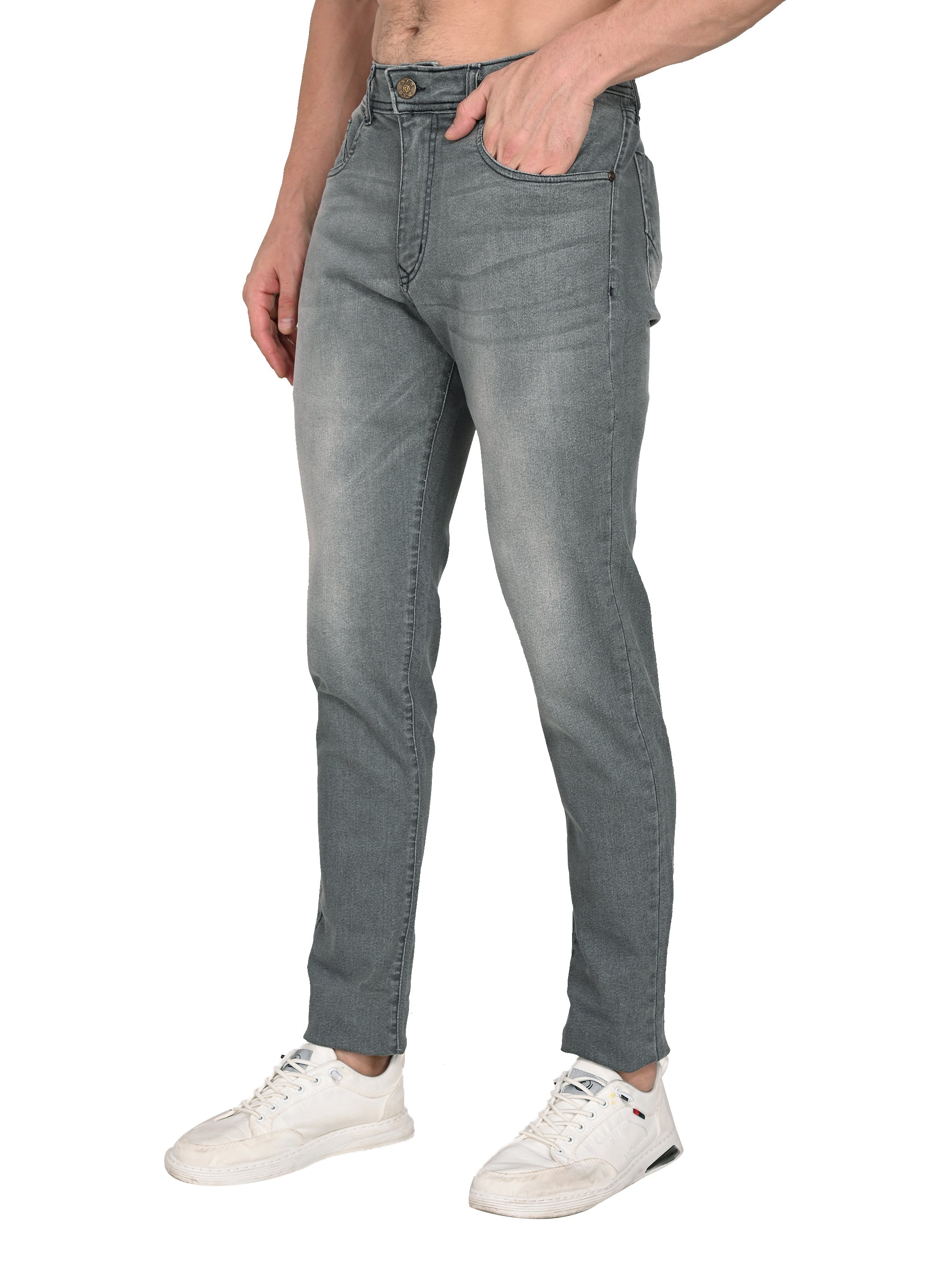 Slim Fit Grey Jeans – 3×1 Cotton Stretch | medium Shaded