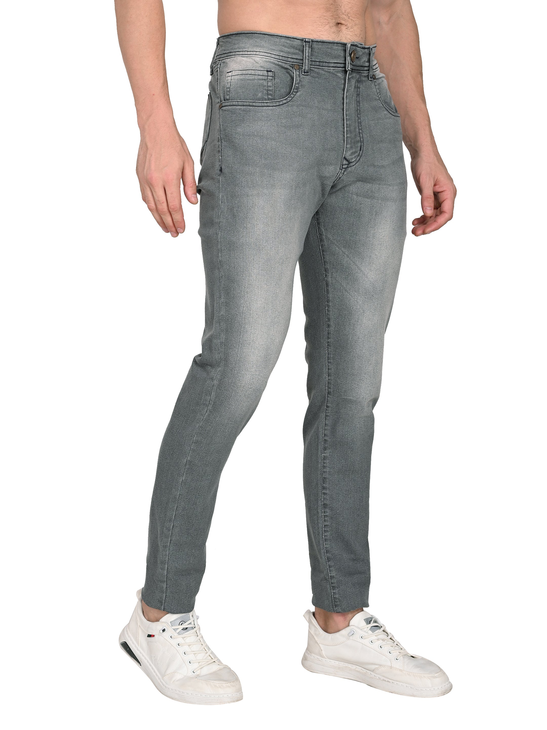 Slim Fit Grey Jeans – 3×1 Cotton Stretch | medium Shaded