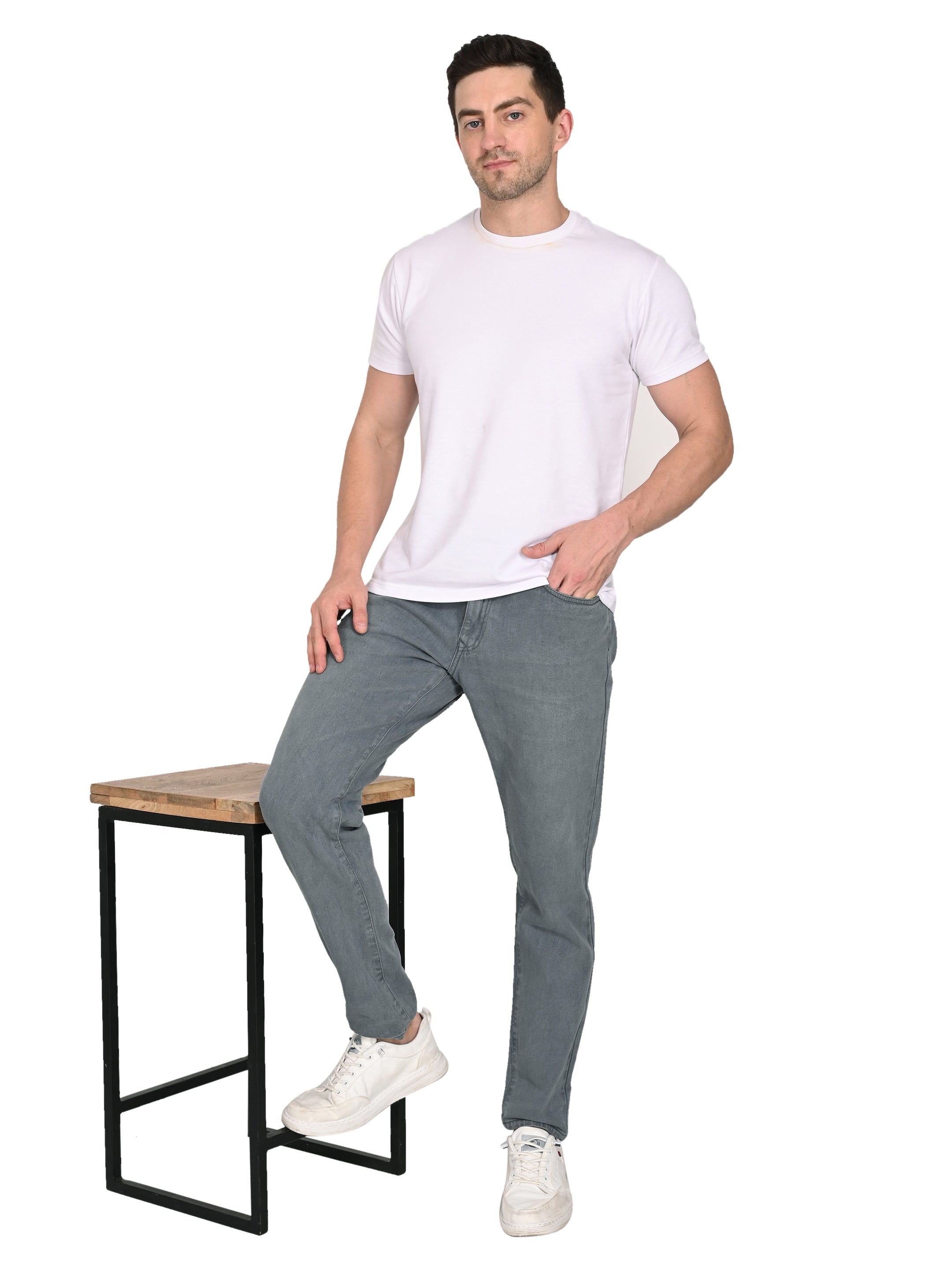 Tapered Fit Grey Jeans