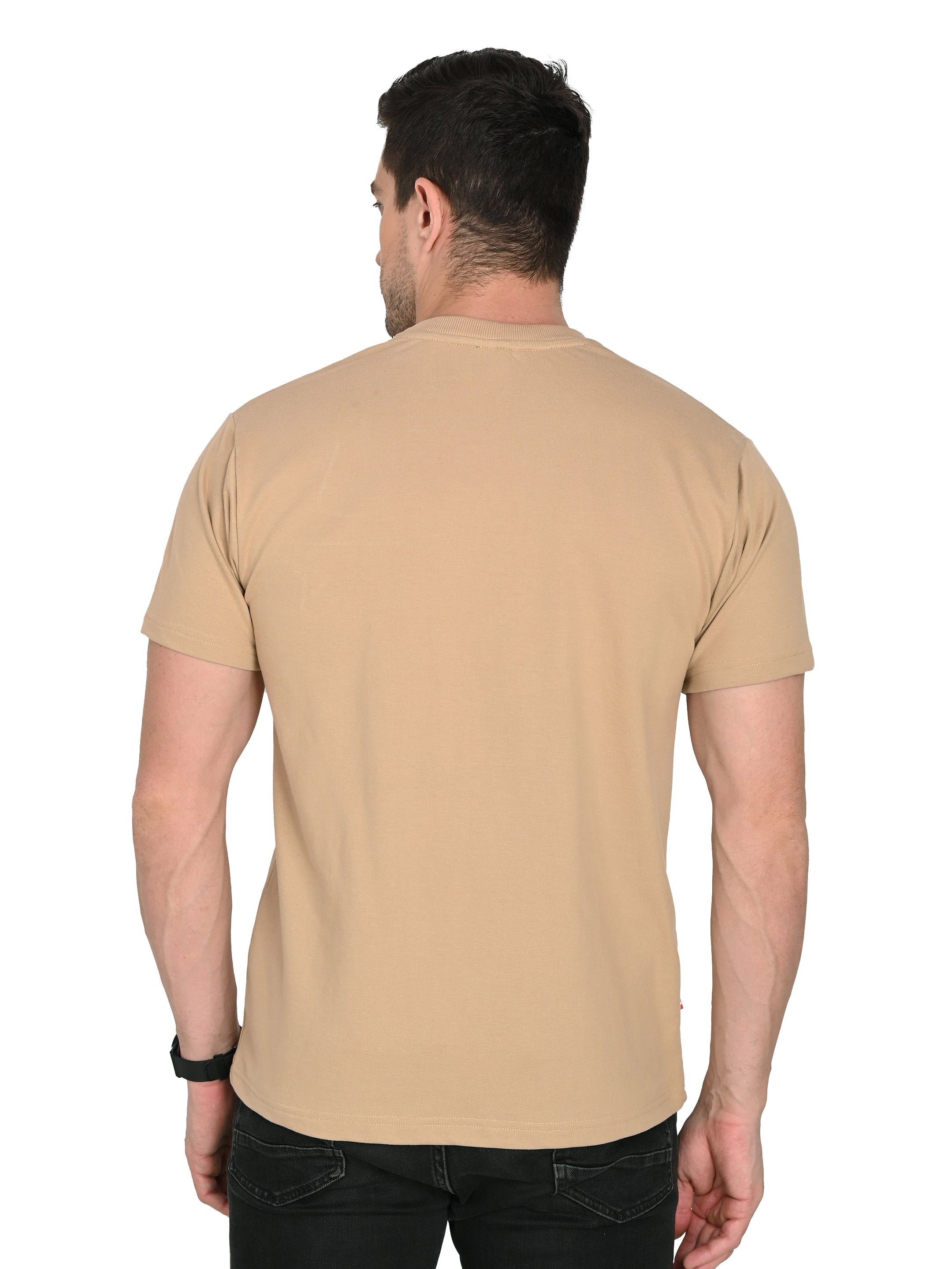 Beige Round Neck T-Shirt – Slim Fit