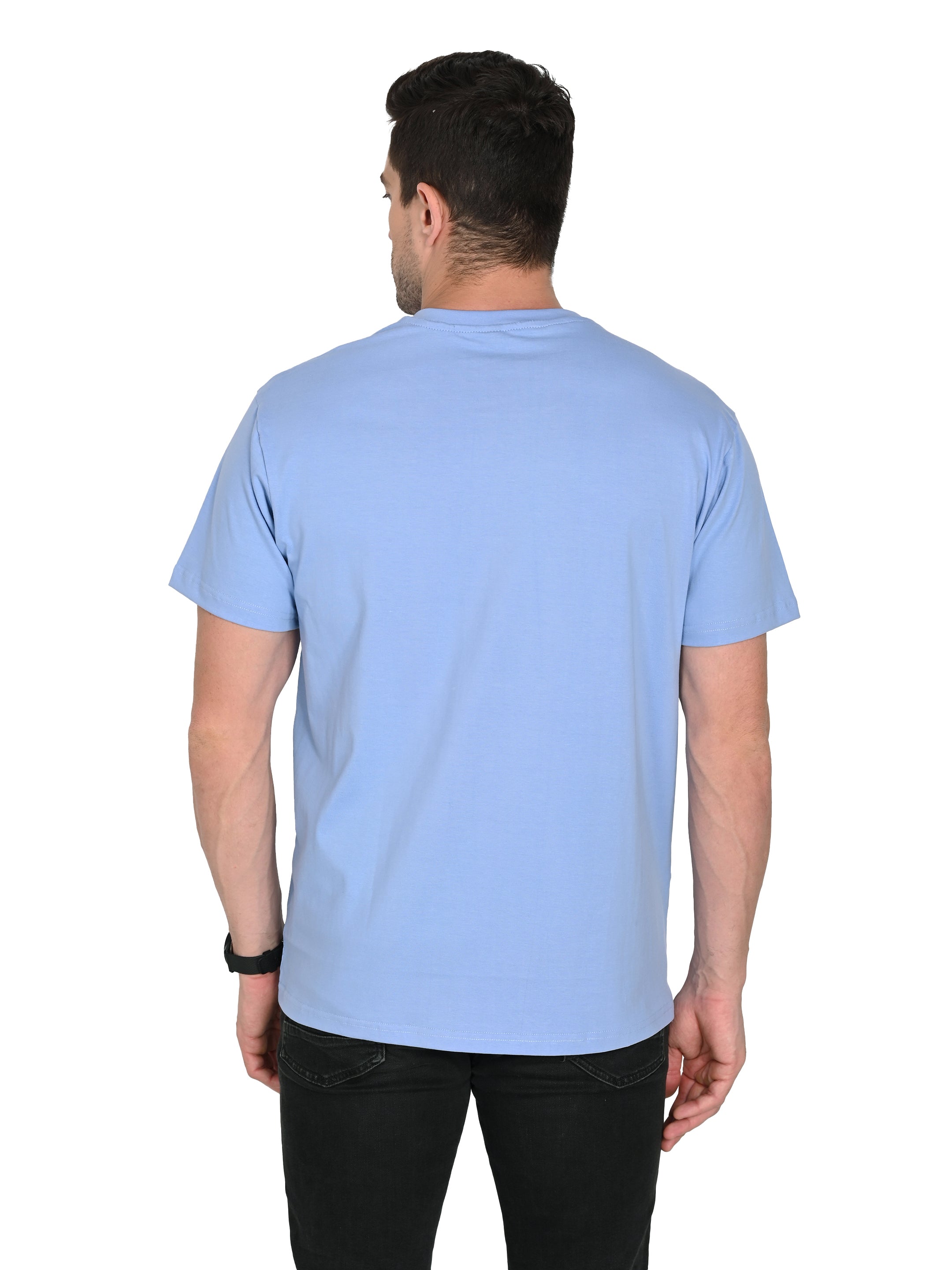 Sky Blue Round Neck T-Shirt – Slim Fit