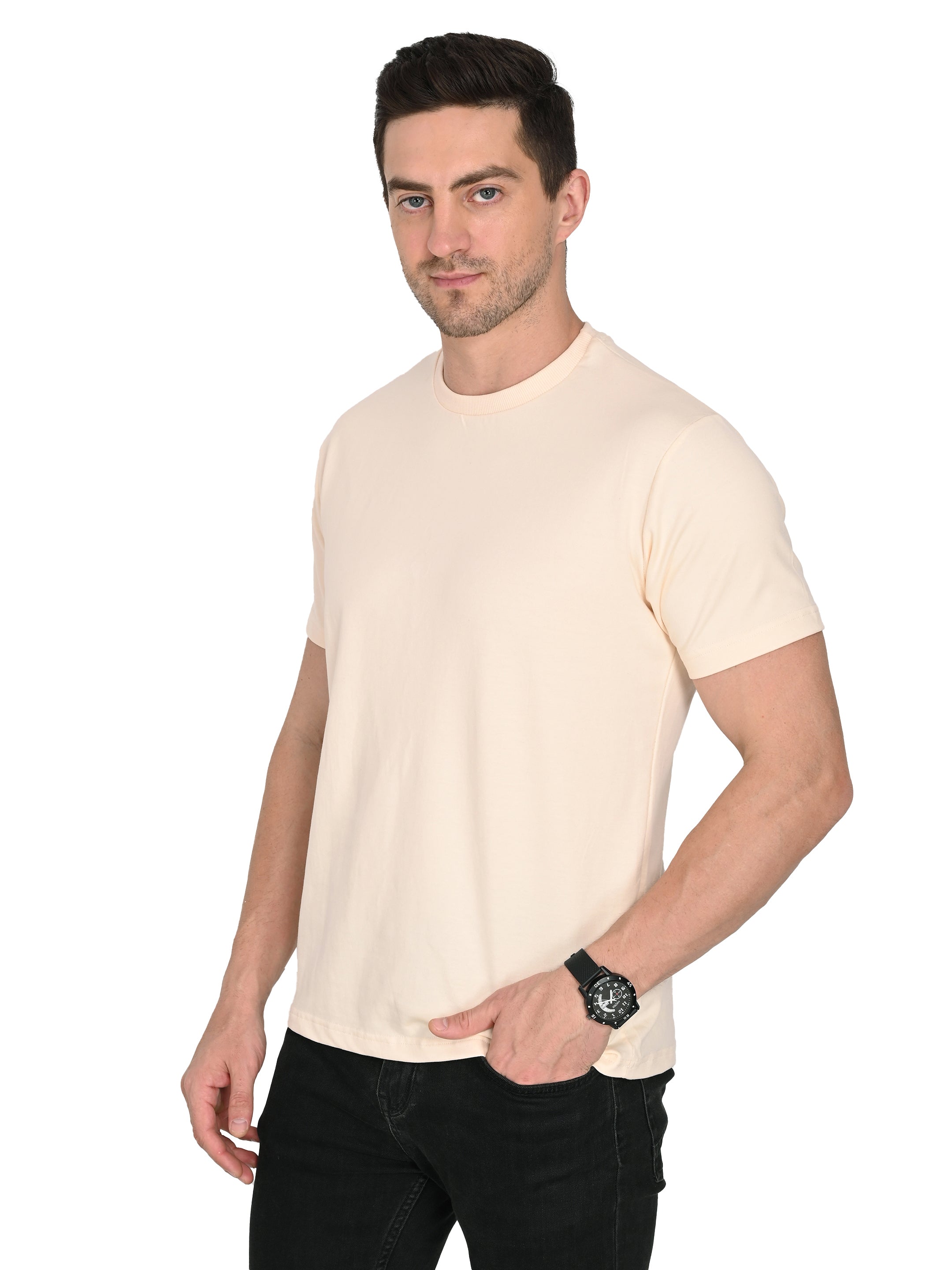 Peach Round Neck T-Shirt – Slim Fit