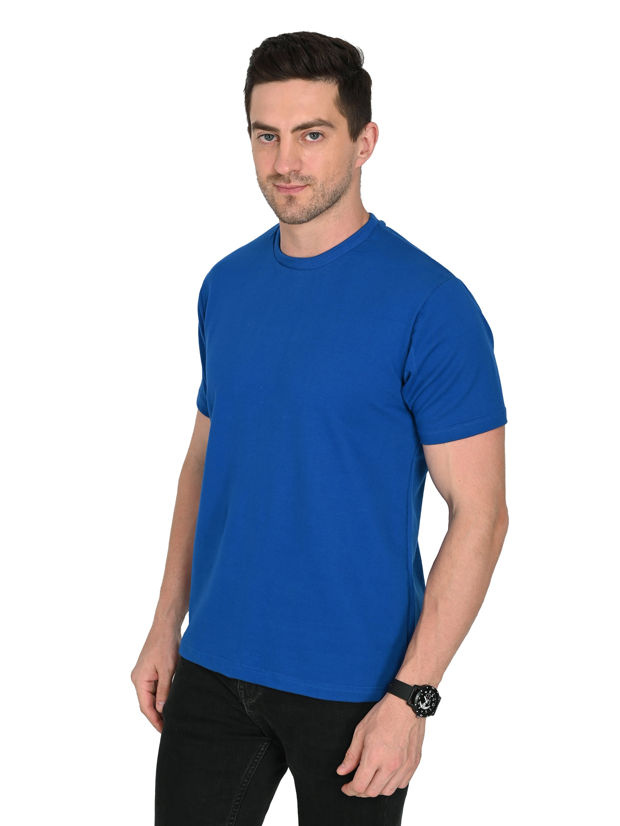 Royal Blue Round Neck T-Shirt – Slim Fit