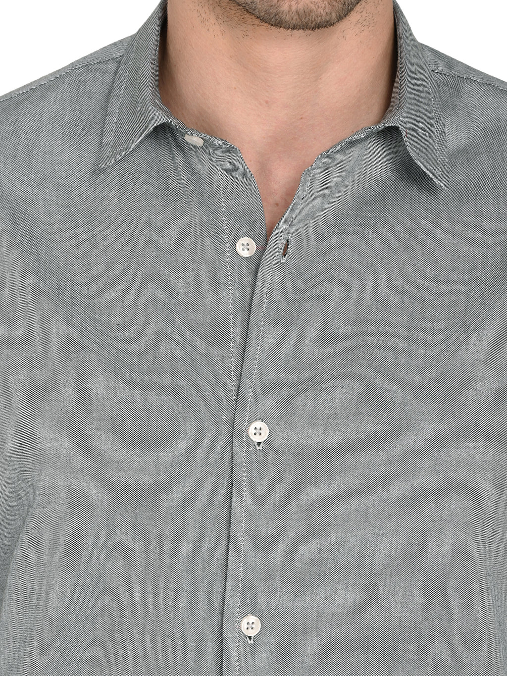 Charcoal Grey Cotton-Linen Shirt – Slim Fit