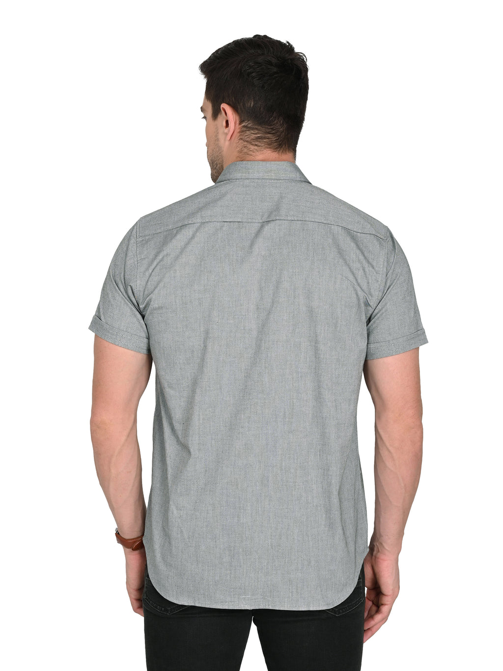 Charcoal Grey Cotton-Linen Shirt – Slim Fit