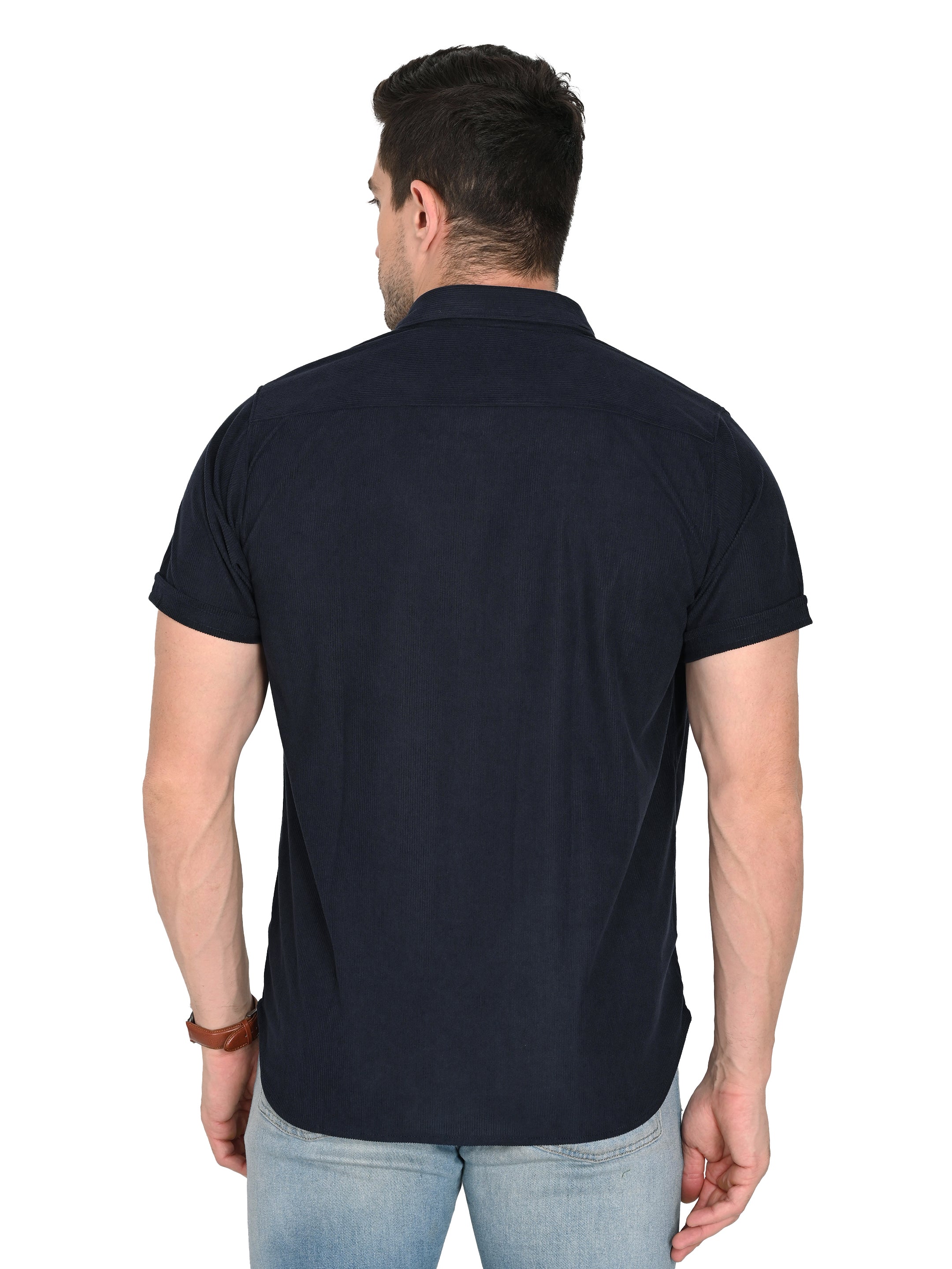 Navy Blue Corduroy Shirt – Slim Fit