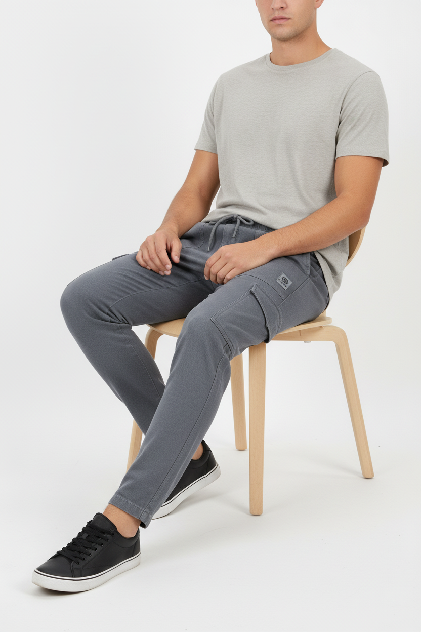 Loose Straight Fit Cargo Pants – Dark grey