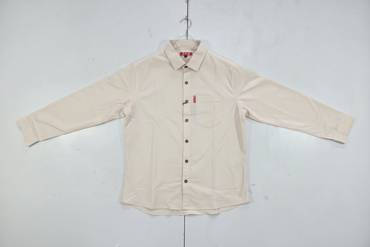 Cream Cotton-Linen Casual Shirt – Slim Fit