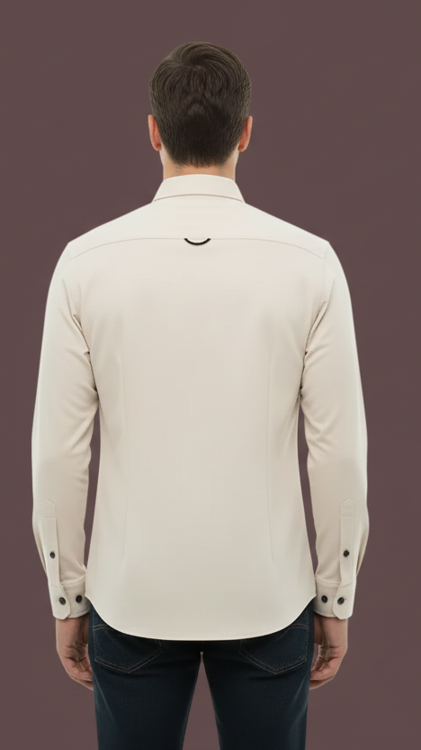 Cream Cotton-Linen Casual Shirt – Slim Fit