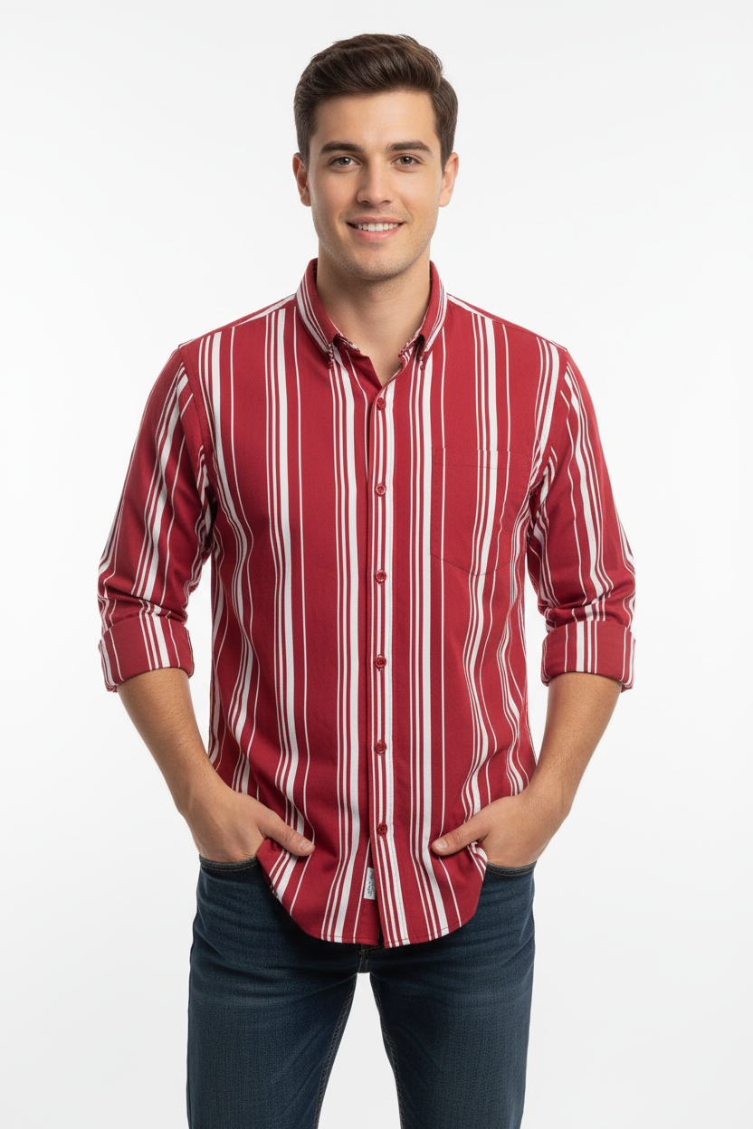 Striped Casual Cotton Shirt – slimFit