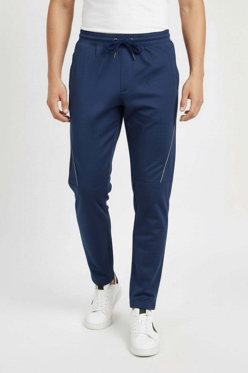 Piping Detail Track Pant – TaperedFit(Navy Blue)