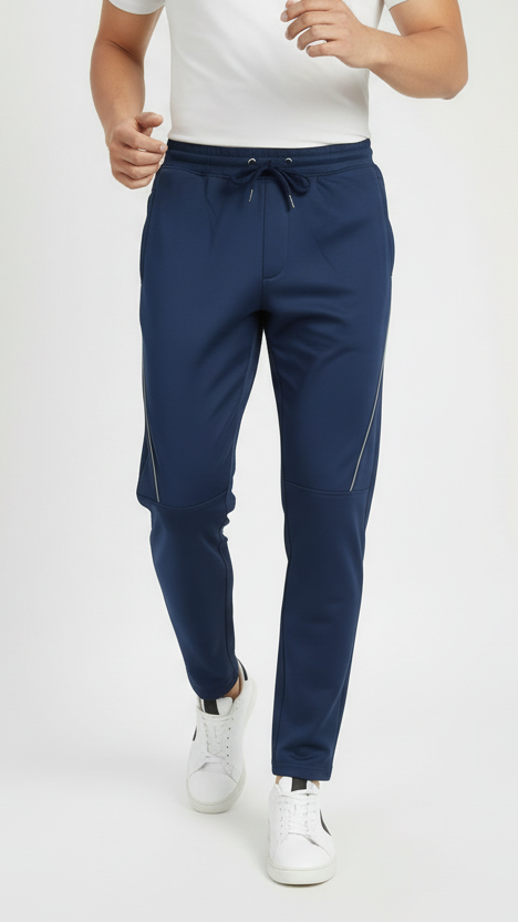Piping Detail Track Pant – TaperedFit(Navy Blue)