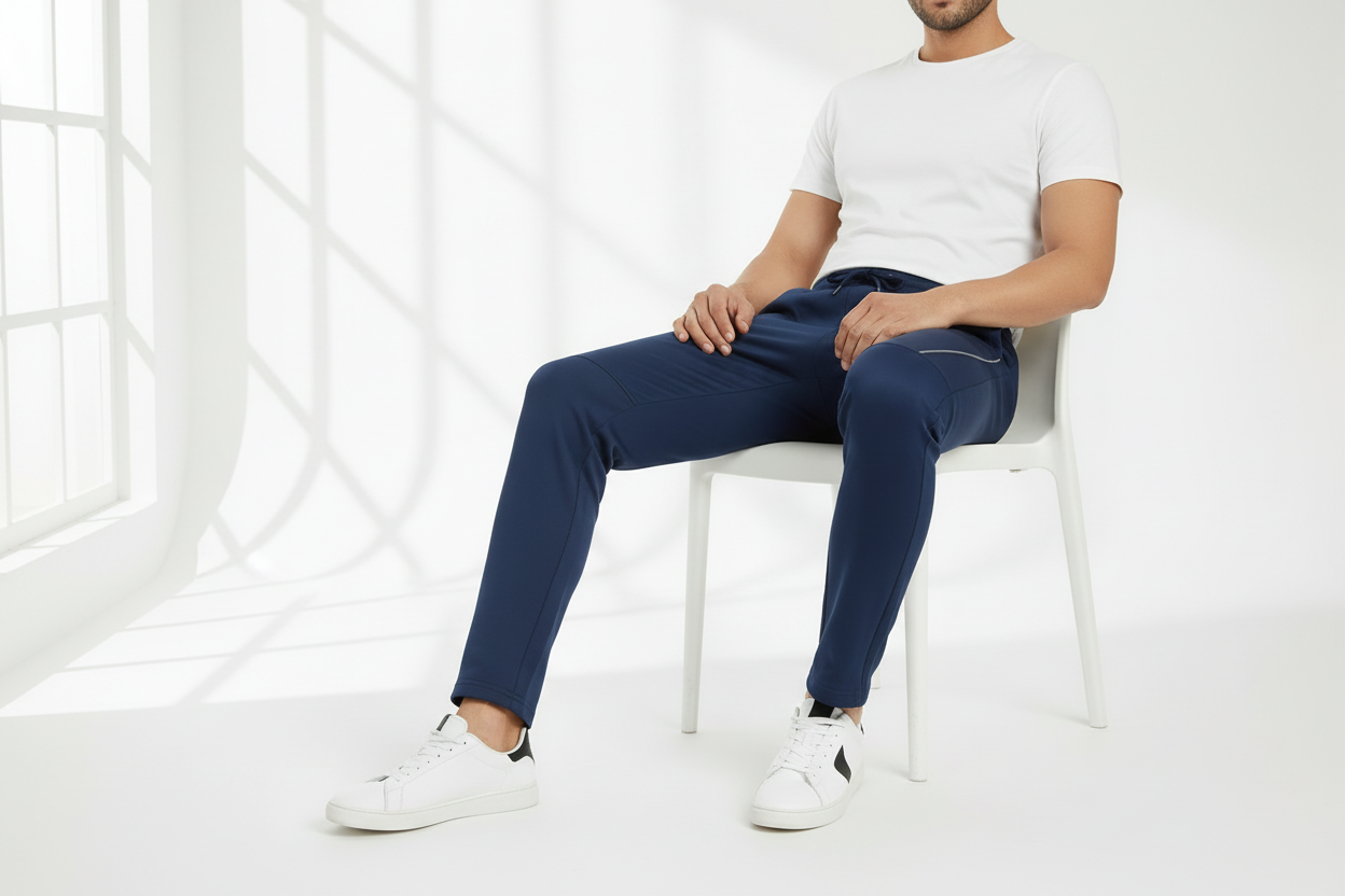 Piping Detail Track Pant – TaperedFit(Navy Blue)