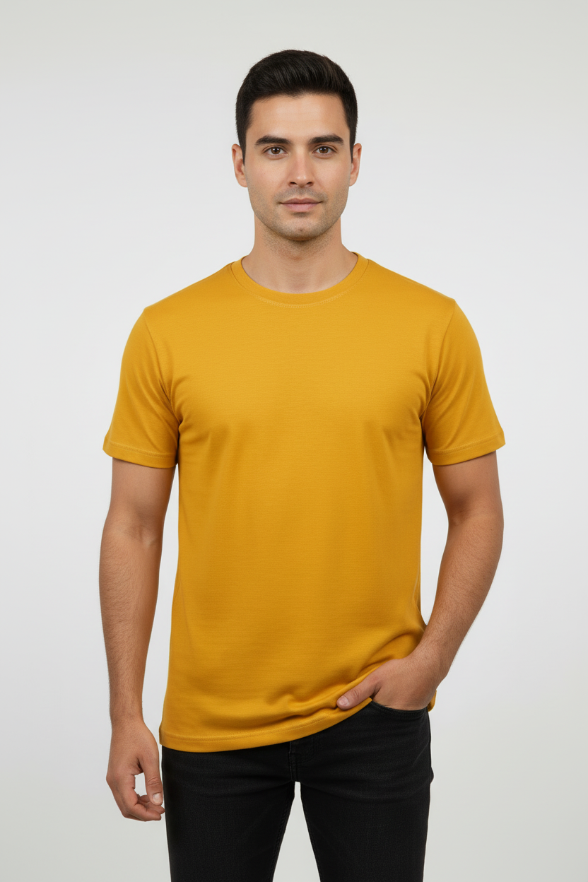 T-Shirt – Slim Fit Round Neck (Mustard Yellow)