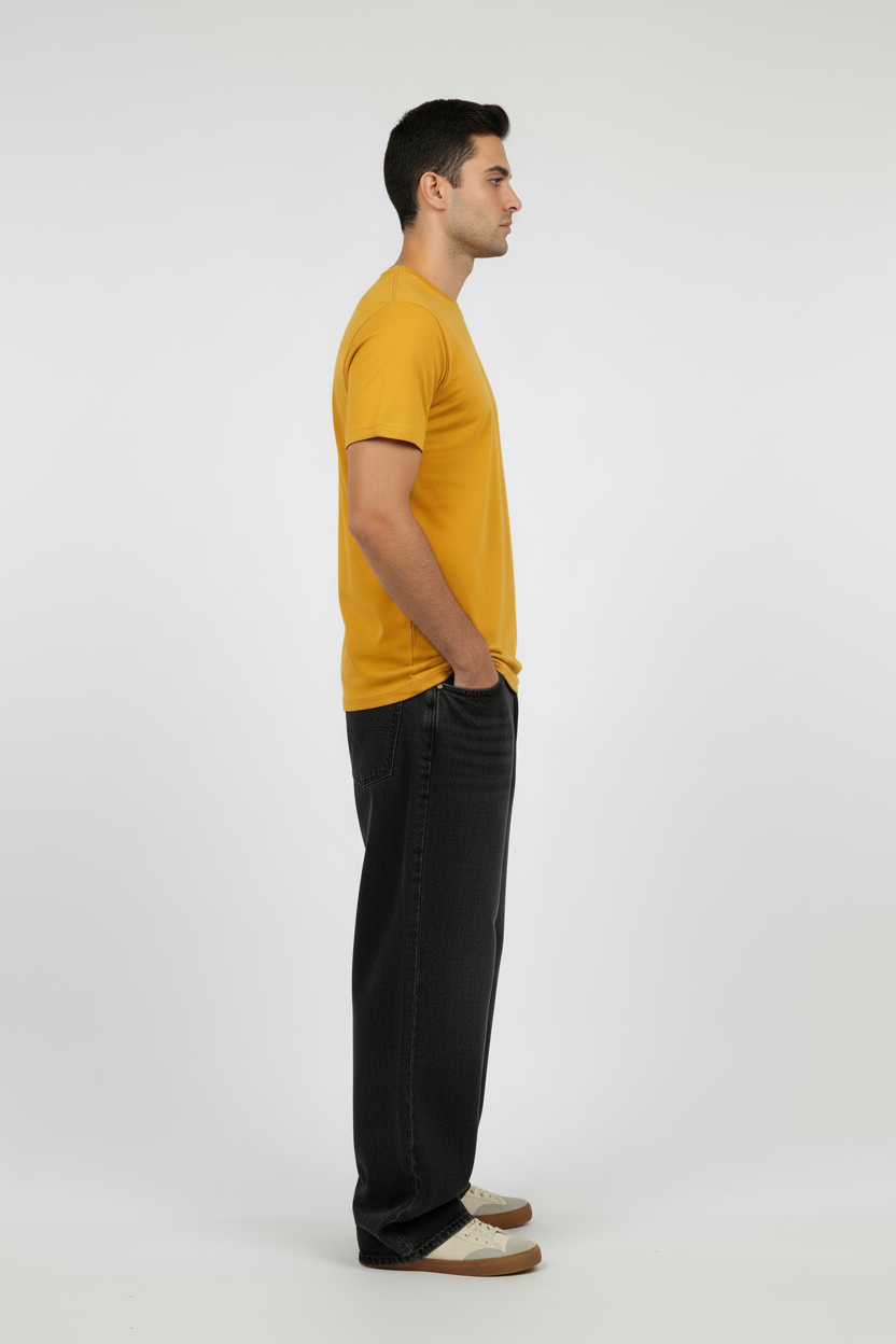 T-Shirt – Slim Fit Round Neck (Mustard Yellow)