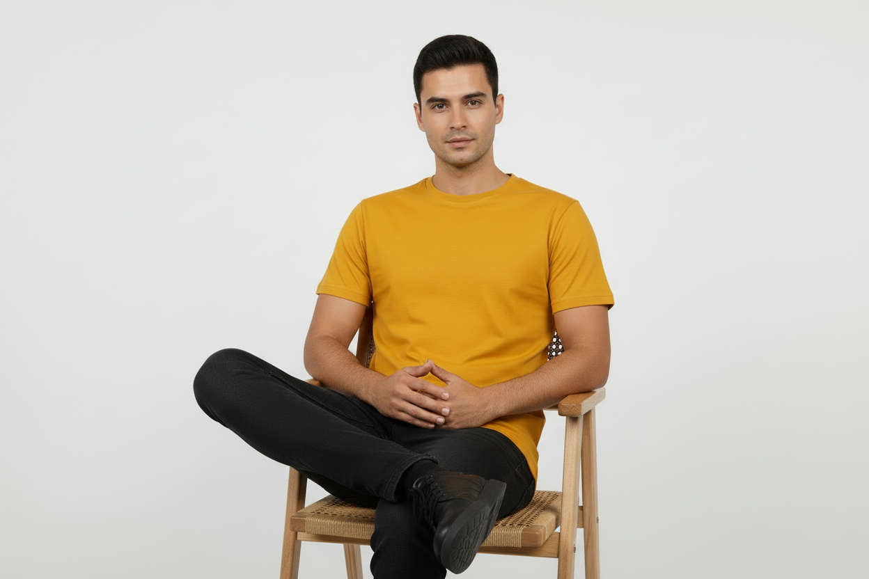 T-Shirt – Slim Fit Round Neck (Mustard Yellow)