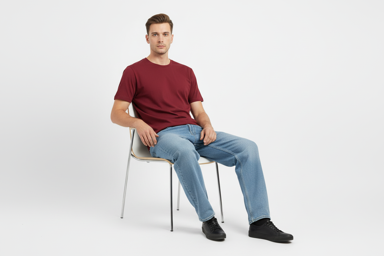 T-Shirt – Slim Fit Round Neck (Maroon)