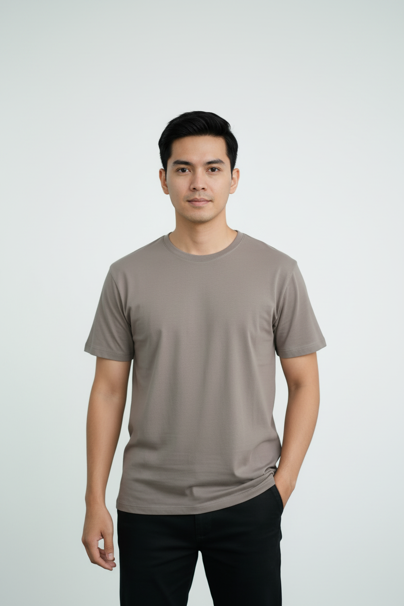 T-Shirt – Slim Fit Round Neck (Stone Grey)