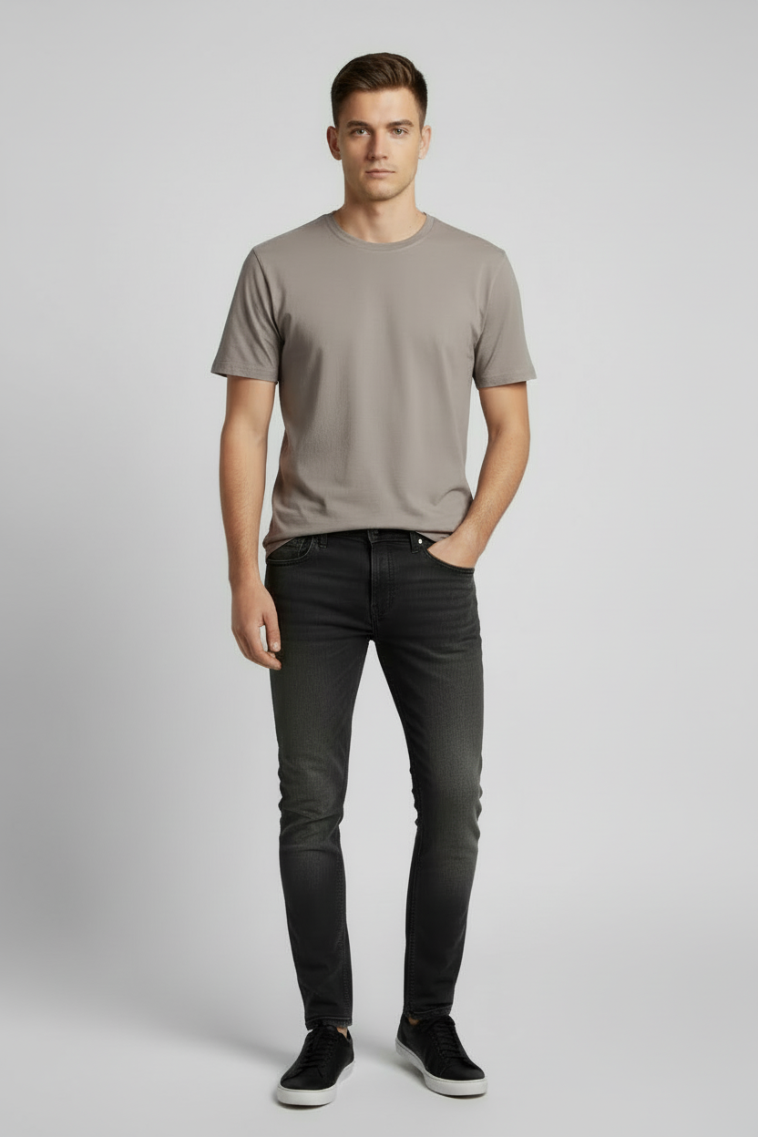 T-Shirt – Slim Fit Round Neck (Stone Grey)