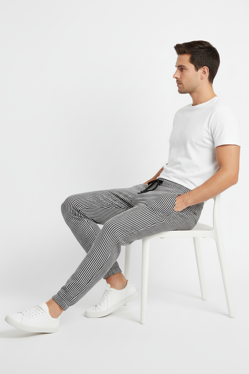Striped Slim Fit Jogger Jeans