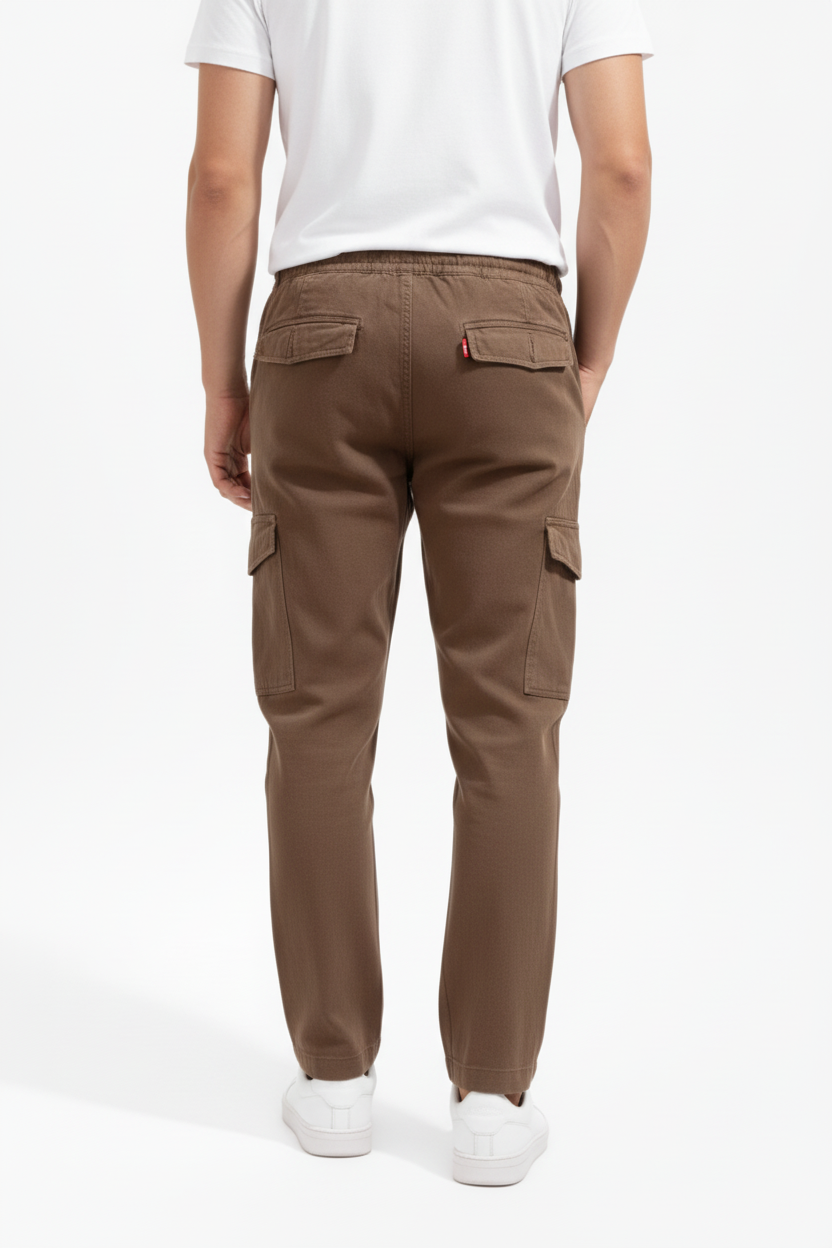 Loose Straight Fit Cargo Pants - khaki