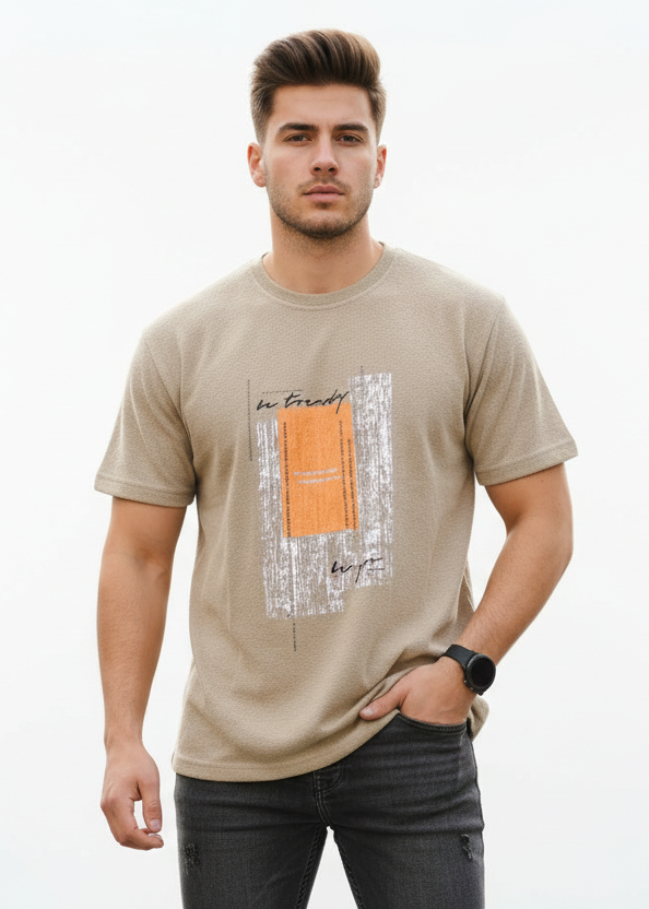 Printed T shirt- smoke grey