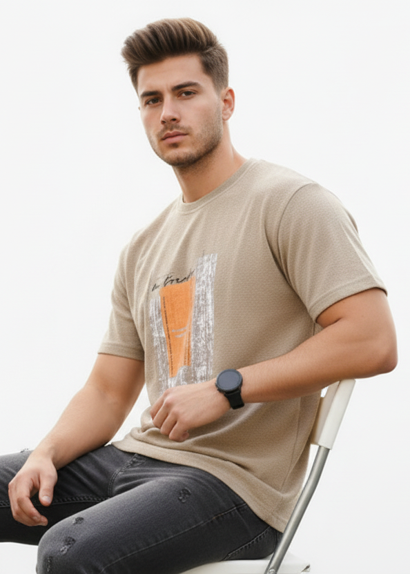 Printed T shirt- smoke grey