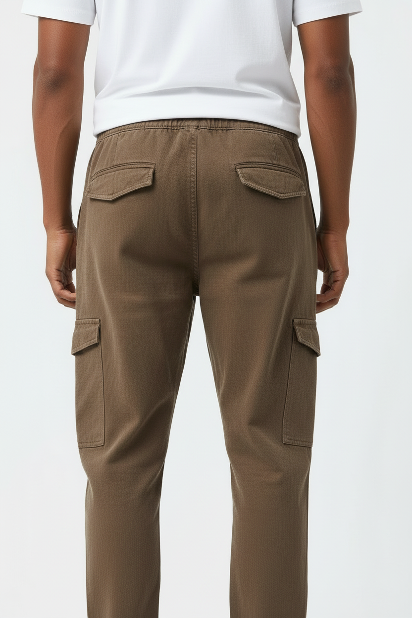 Loose Straight Fit Cargo Pants - khaki